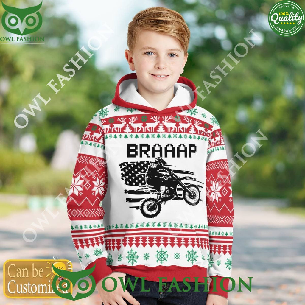 Custom Name Number Christmas Motocross rider Beige Sweater