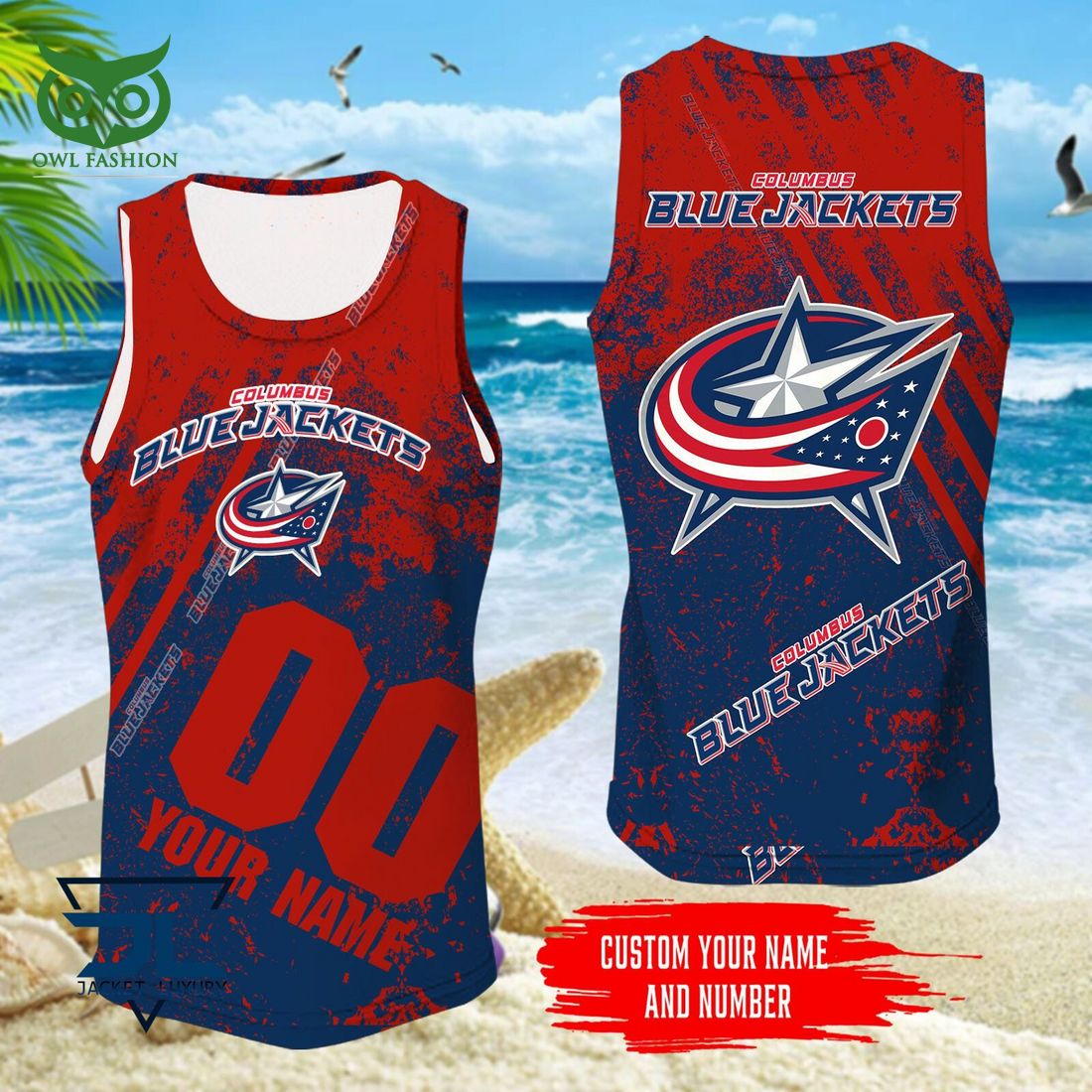 Custom Name Number Columbus Blue Jackets NHL Hawaiian Shirt