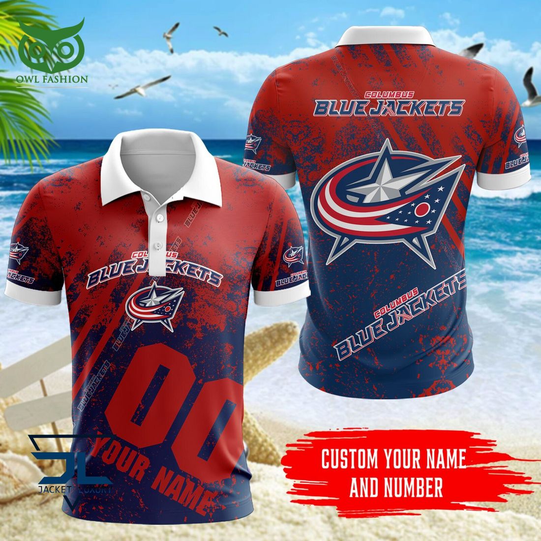 Custom Name Number Columbus Blue Jackets NHL Hawaiian Shirt