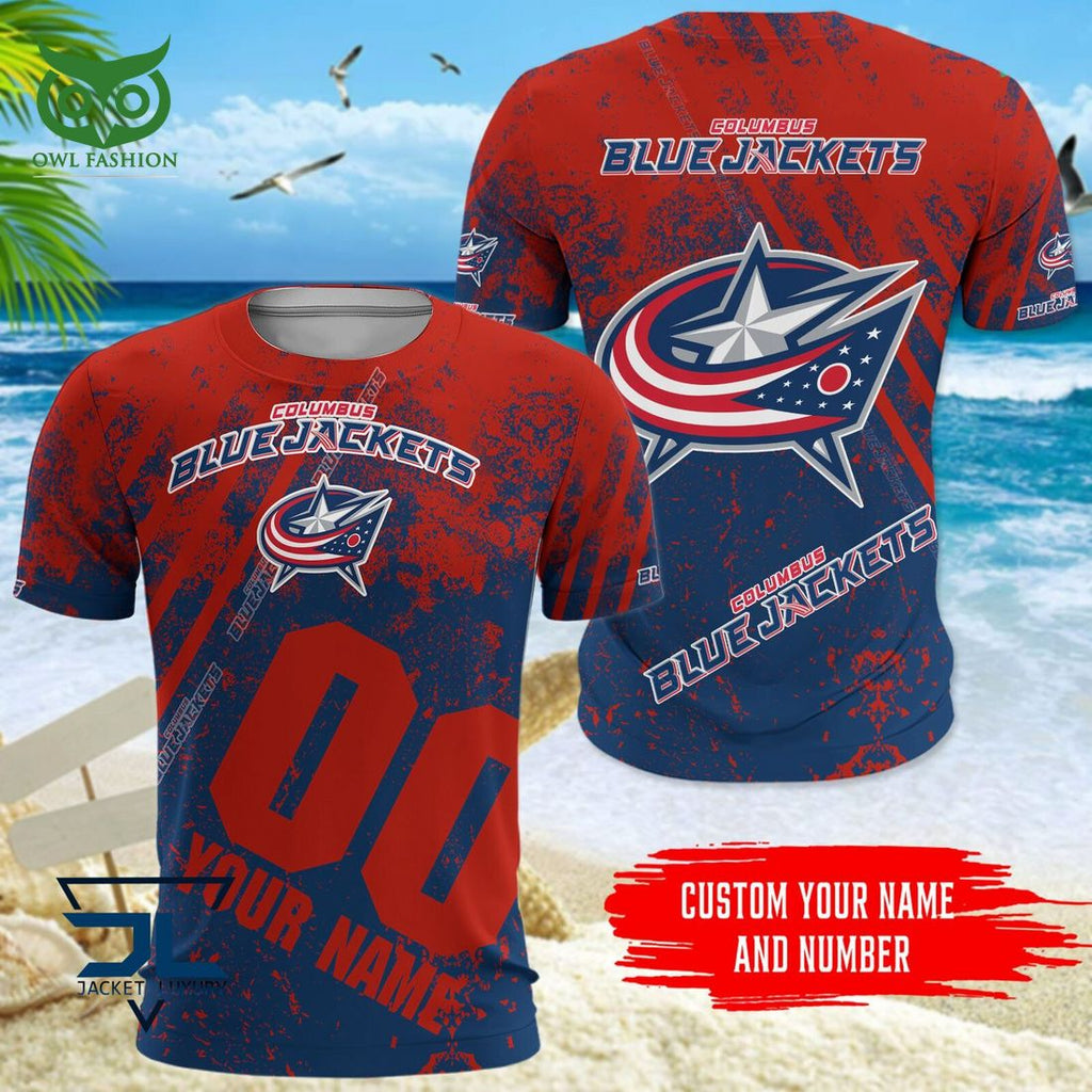 Custom Name Number Columbus Blue Jackets NHL Hawaiian Shirt