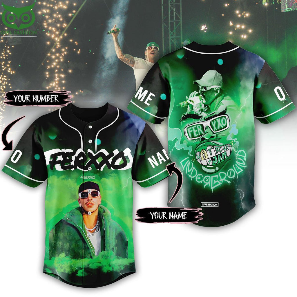 Custom Name Number Ferxxo Black Green Baseball Jersey