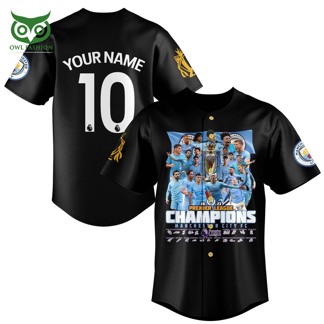 Custom Name Number Manchester City Champions Premier League 22-23 3D Shirt