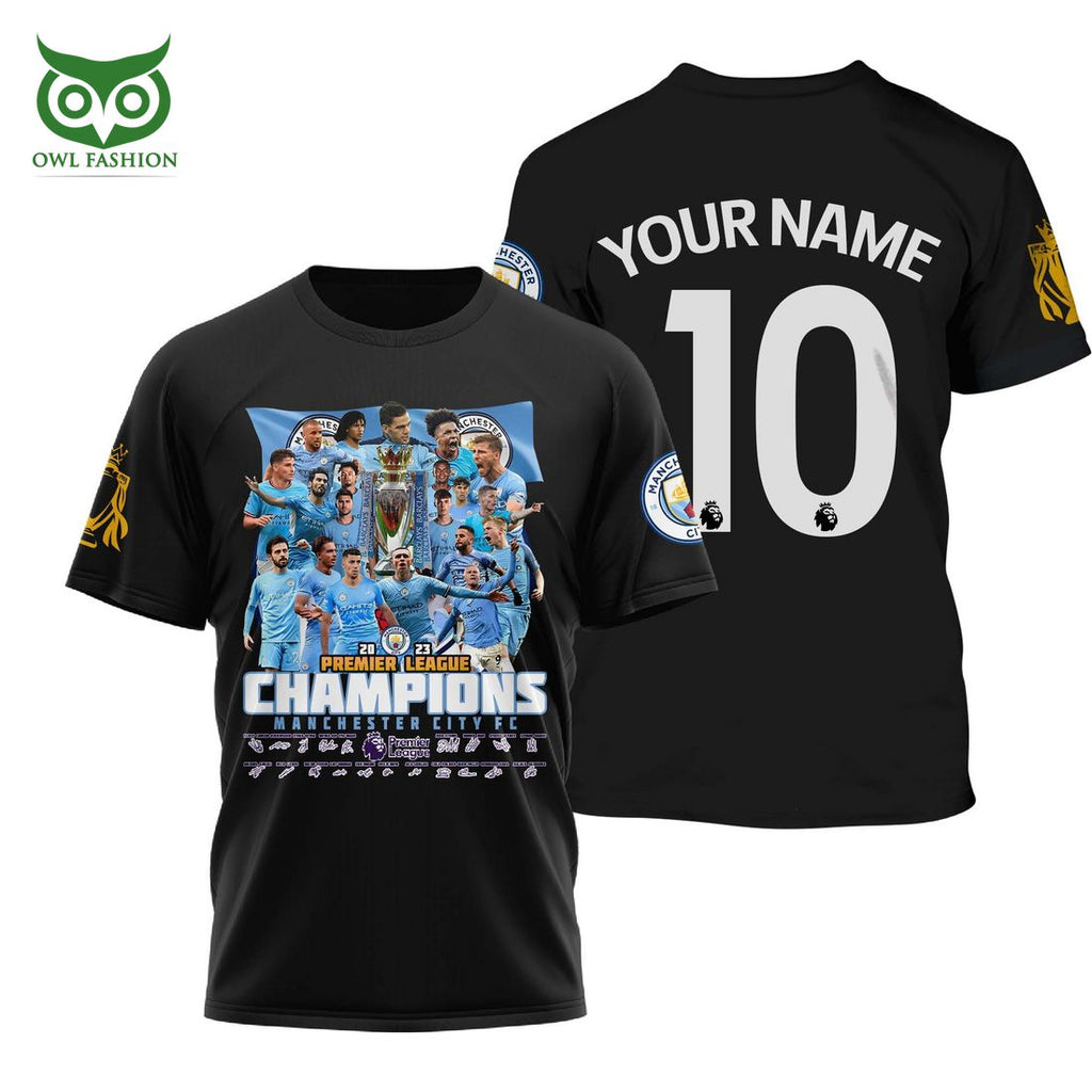 Custom Name Number Manchester City Champions Premier League 22-23 3D Shirt
