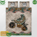 Custom Name Number Motocross Rider Beige Quilt Set