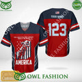 Custom Name Number Motocross rider Red Blue Baseball Jersey