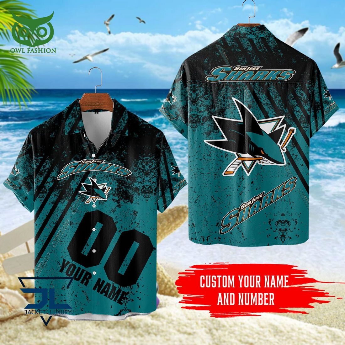 Custom Name Number San Jose Sharks NHL Hawaiian Shirt