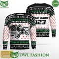 Custom Name Number Xmas Motocross rider Logo Sweater