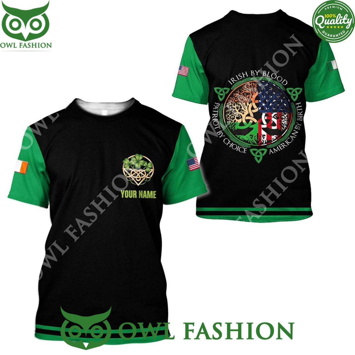 Custom Name St Patrick Day Irish Green Black 3D Hoodie