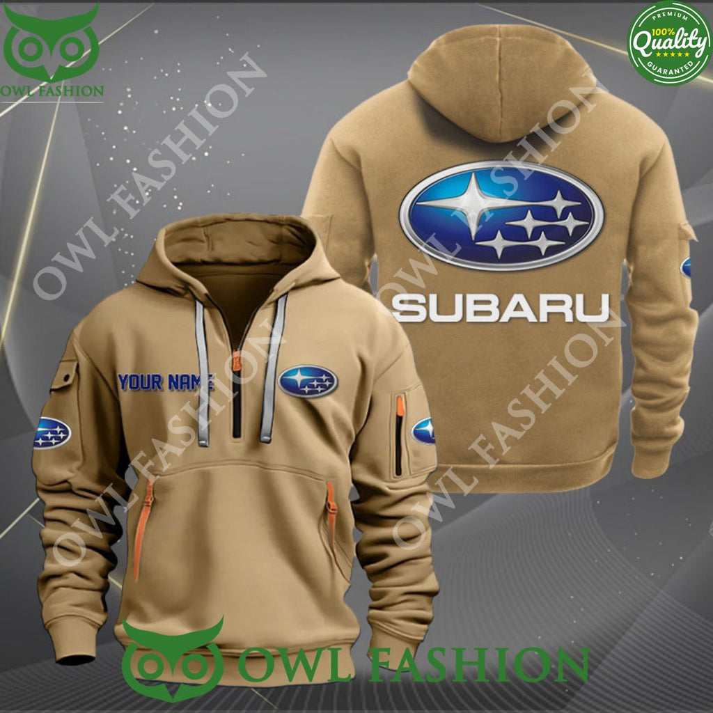 Custom name Subaru car 2d half zipper hoodie