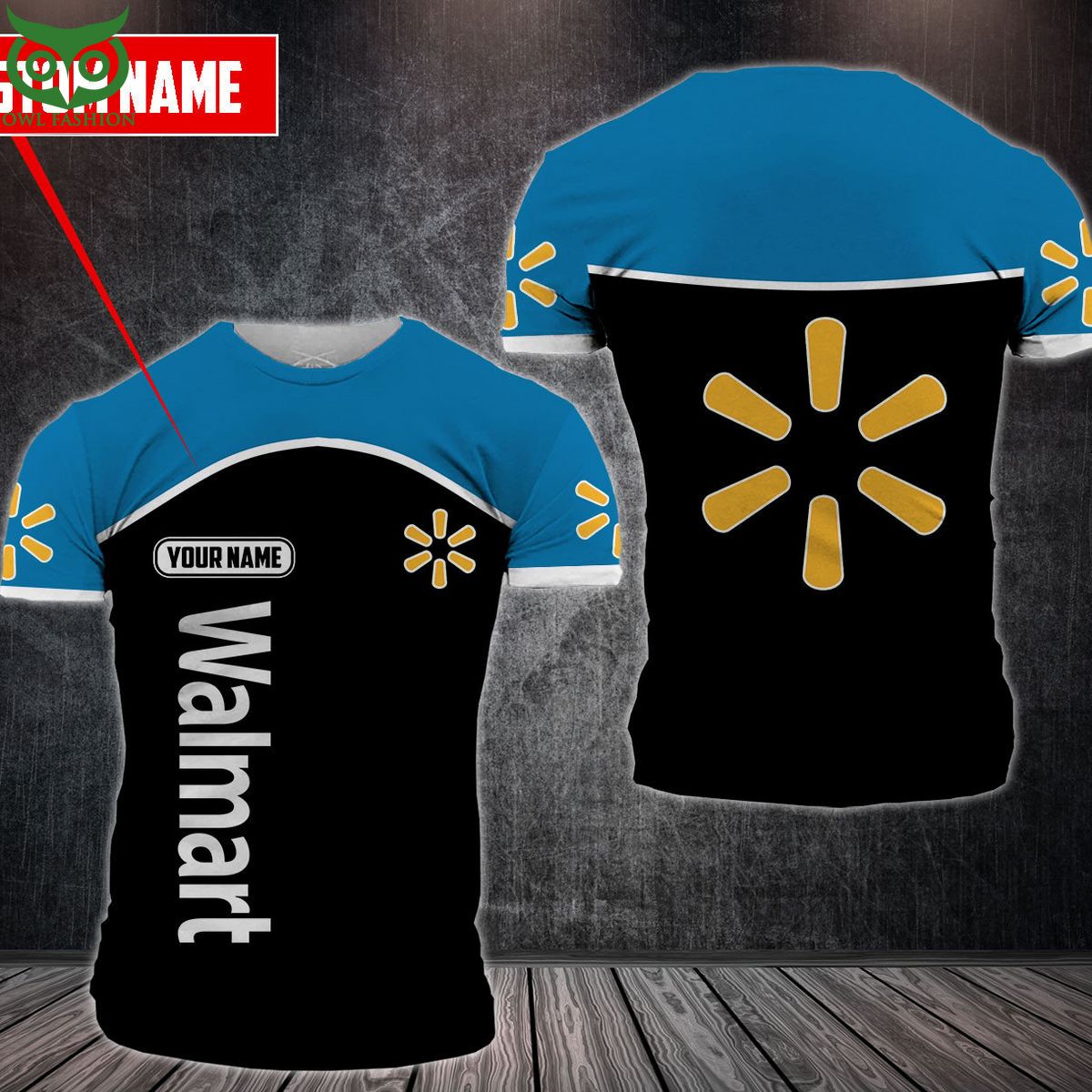 Custom Name Walmart Blue Black 3D Shirt