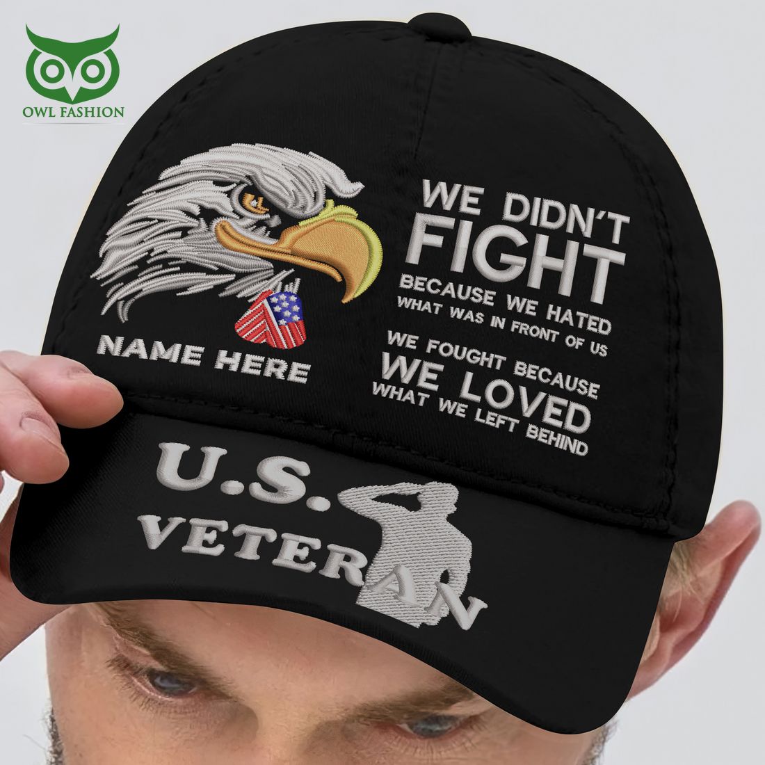 Custom U.S Veterans Patriot Bald Eagle We Fought Because We Loved What We Left Behind Classic Cap