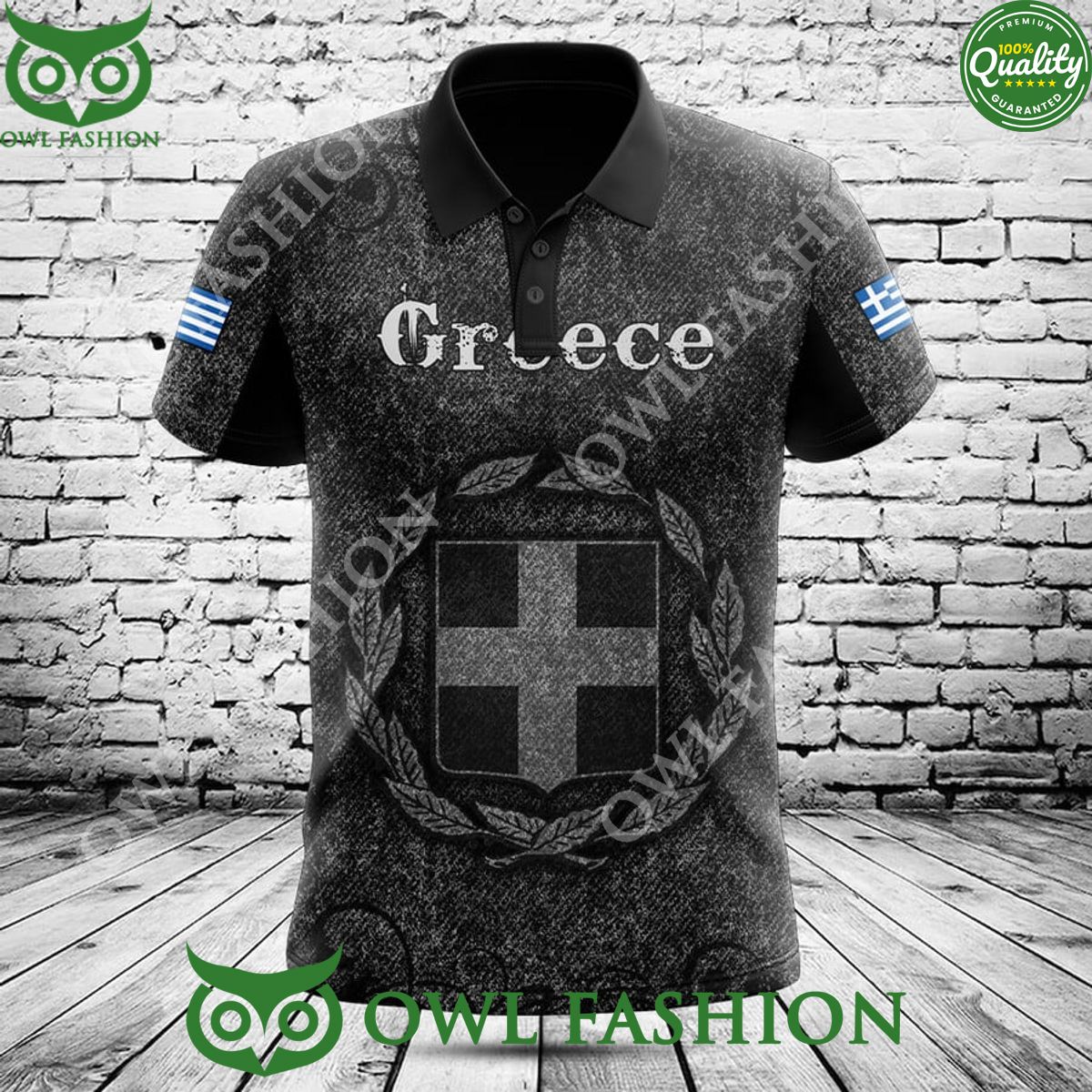 Customize Greece Flag Skull Scary Flower Knitted Texture Printed hoodie shirt