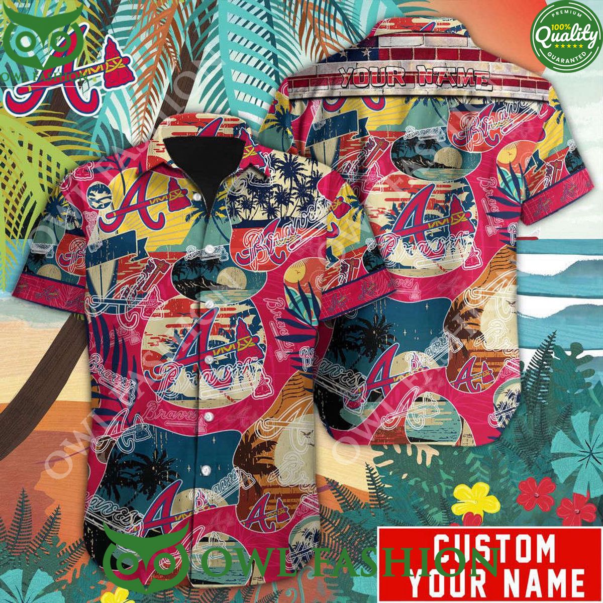 Customized Baseball Atlanta Braves MLB Hawaiian shirt and shorts