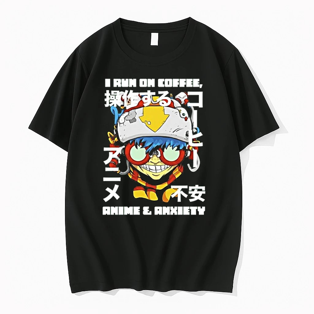 Cyberpunk Gamer I Run On Coffee Anime And Anxiety 0 Tshirts Sweater