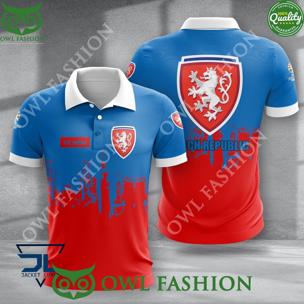 Czech Republic Football Champion UEFA Euro Customized 3d Polo