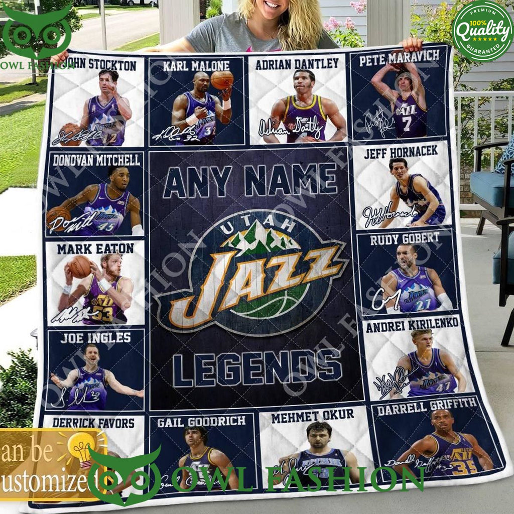 Utah Jazz Legends 2024 Team Personalized Quilt Fleece Blanket