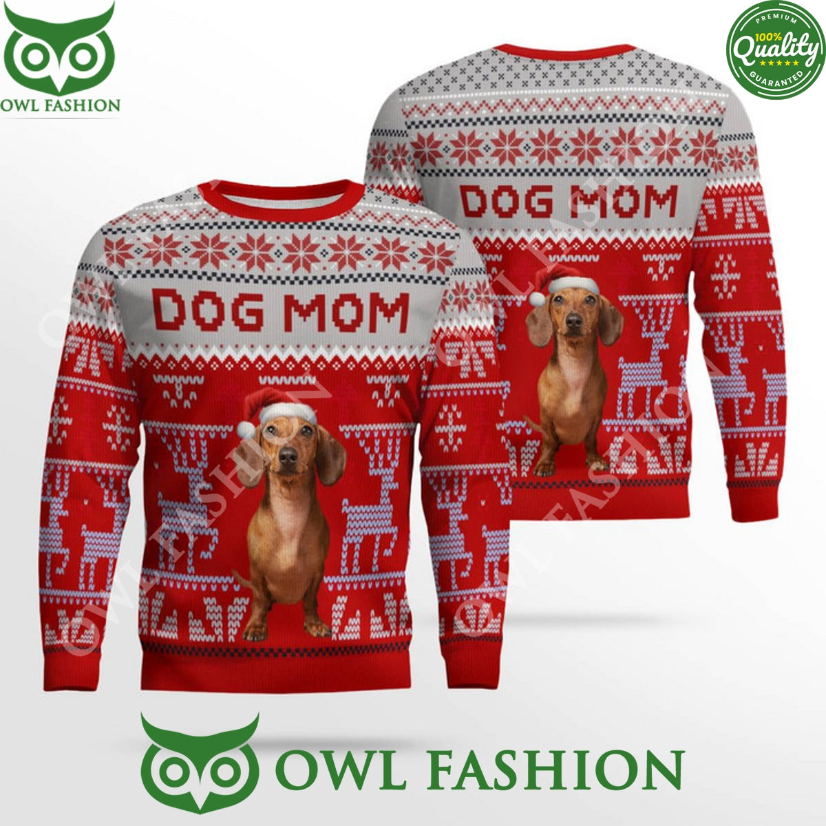 Dachshund Hound Dog Mom New Ugly Christmas Sweater