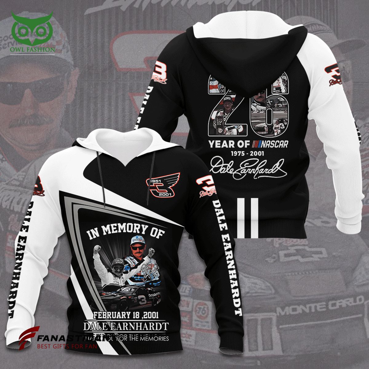 Dale Earnhardt Legend Race Car Driver 3D Hoodie Tshirt Longsleeve