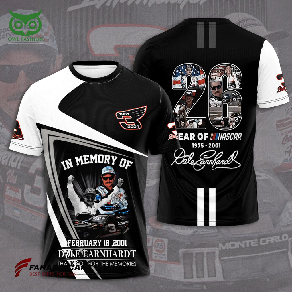 Dale Earnhardt Legend Race Car Driver 3D Hoodie Tshirt Longsleeve