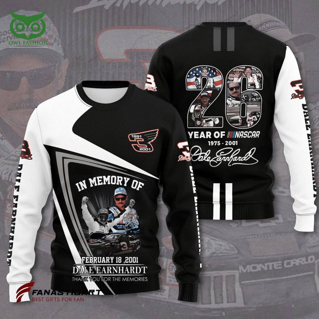 Dale Earnhardt Legend Race Car Driver 3D Hoodie Tshirt Longsleeve