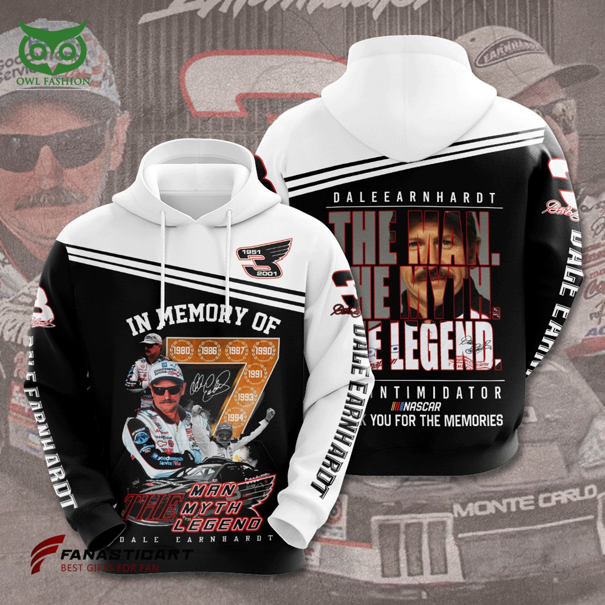 Dale Earnhardt The Man Myth Legend 3D Hoodie Tshirt Longsleeve