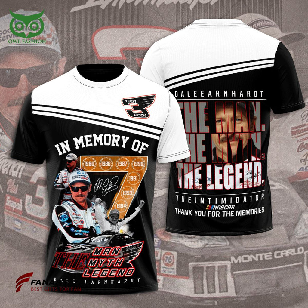 Dale Earnhardt The Man Myth Legend 3D Hoodie Tshirt Longsleeve