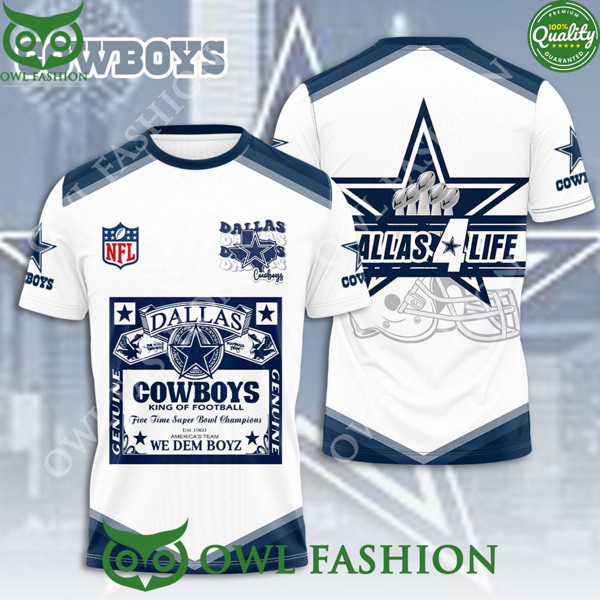 Dallas Cowboys American Rugby 3D t shirt