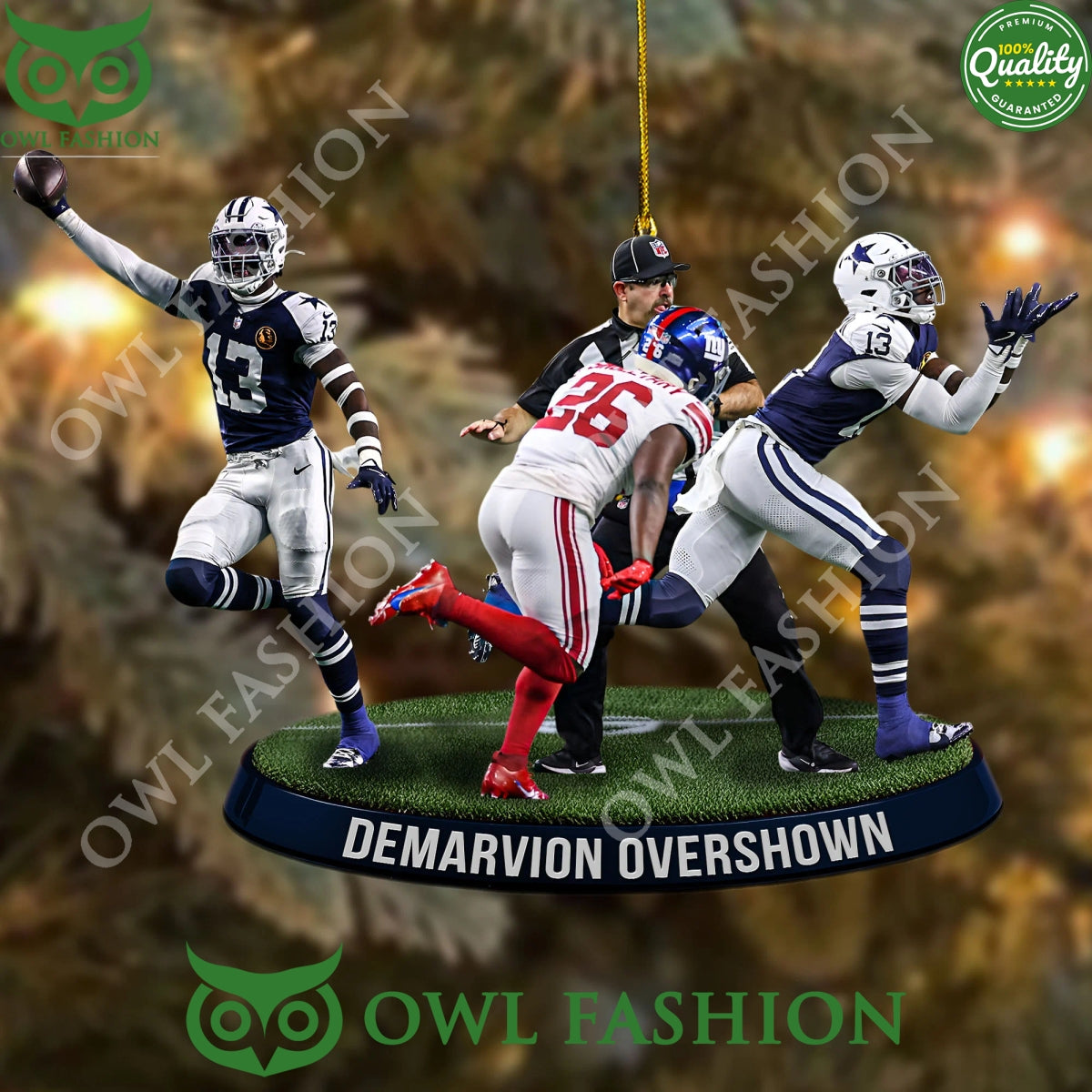Dallas Cowboys battle New York Giants Demarvion Overshown plastic ornament