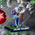 Dallas Cowboys Jalen Tolbert ready for battle hold ball Plastic Ornament
