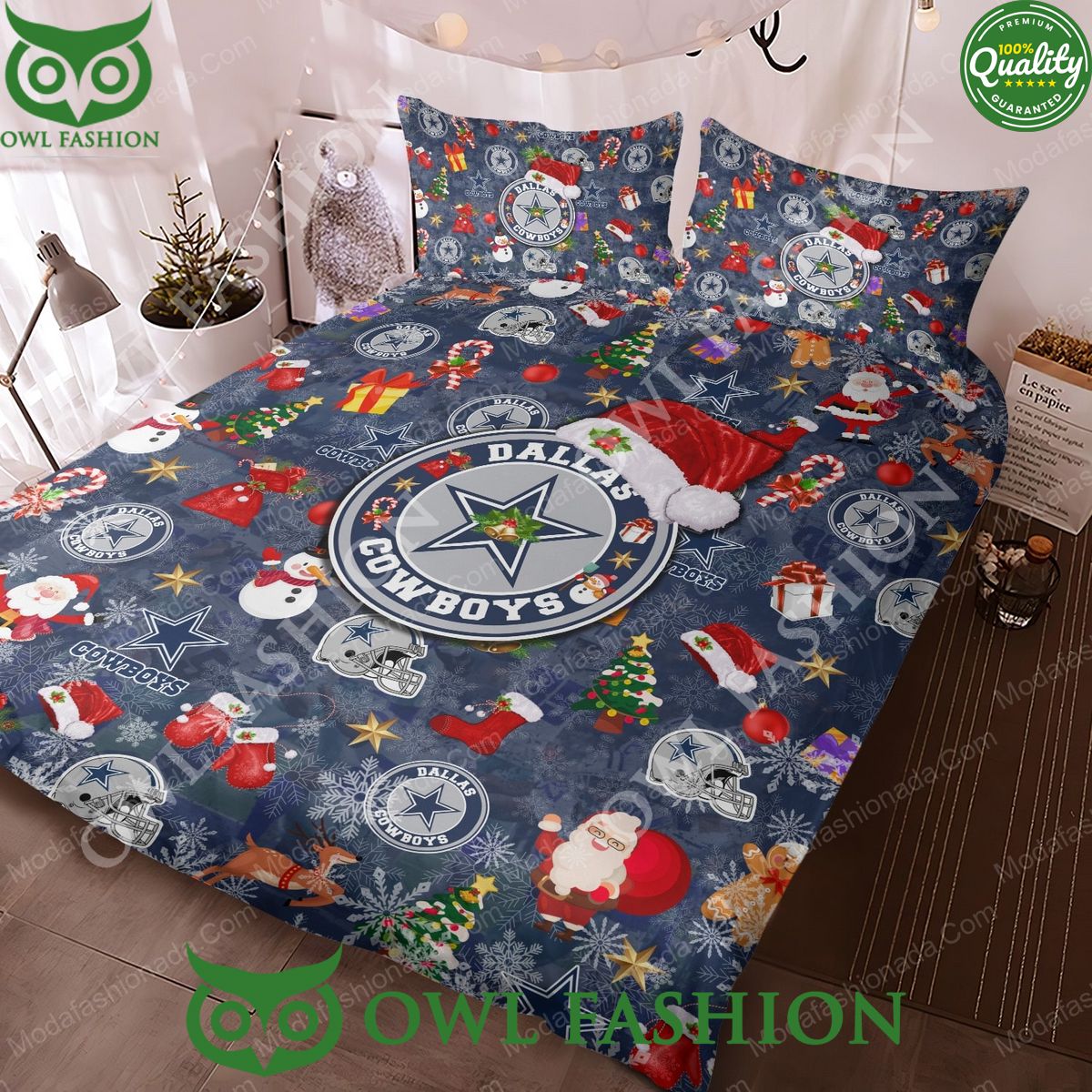 Dallas Cowboys Pattern Logo Christmas Bedding Sets