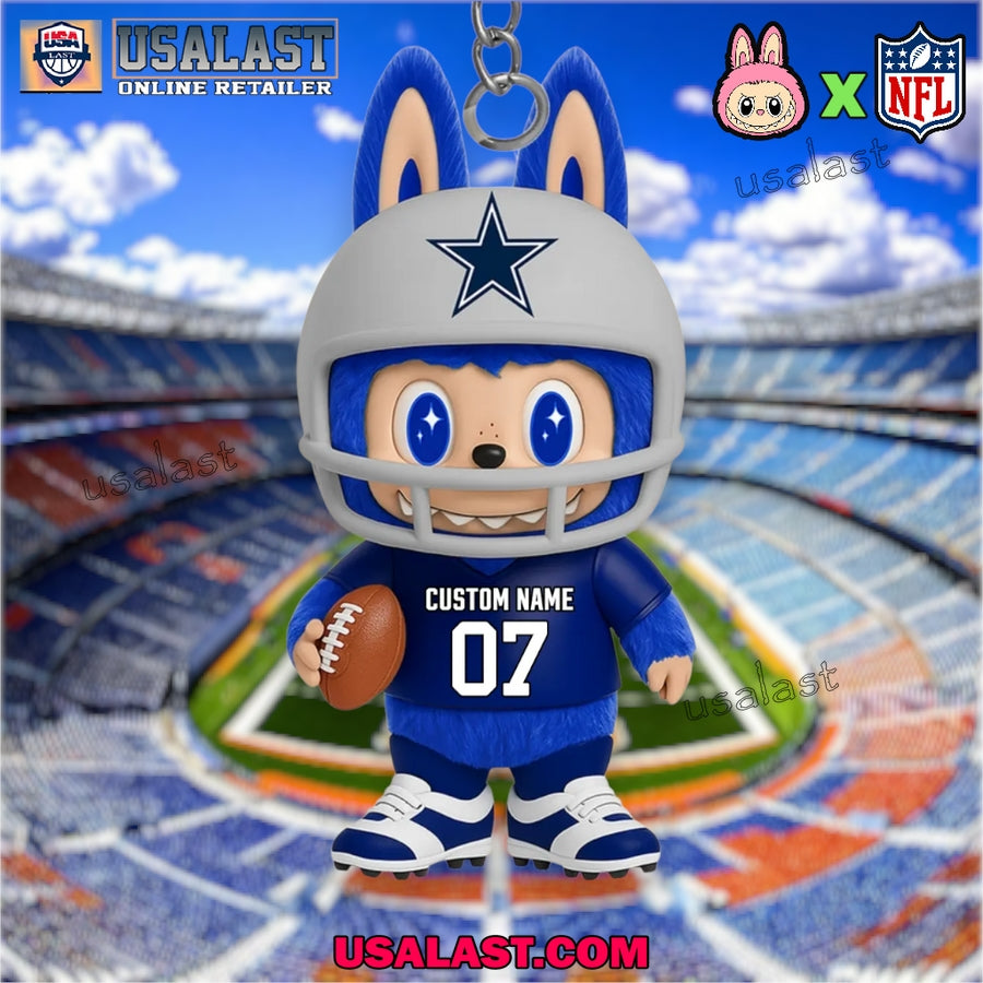 Dallas Cowboys x Labubu Monster Custom Acrylic Keychain, Decoration Ornament