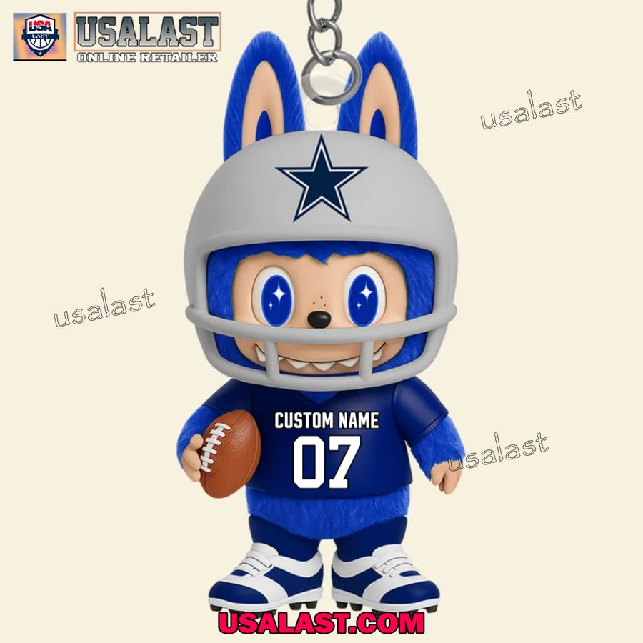 Dallas Cowboys x Labubu Monster Custom Acrylic Keychain, Decoration Ornament