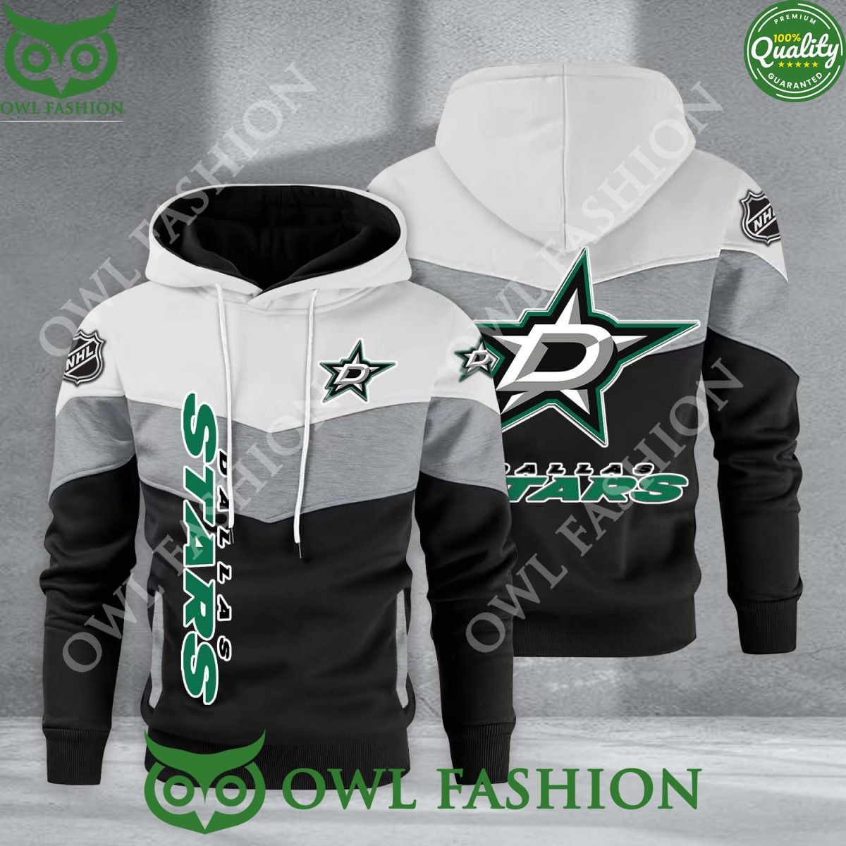 Dallas Stars NHL Hockey Black White Printed Hoodie