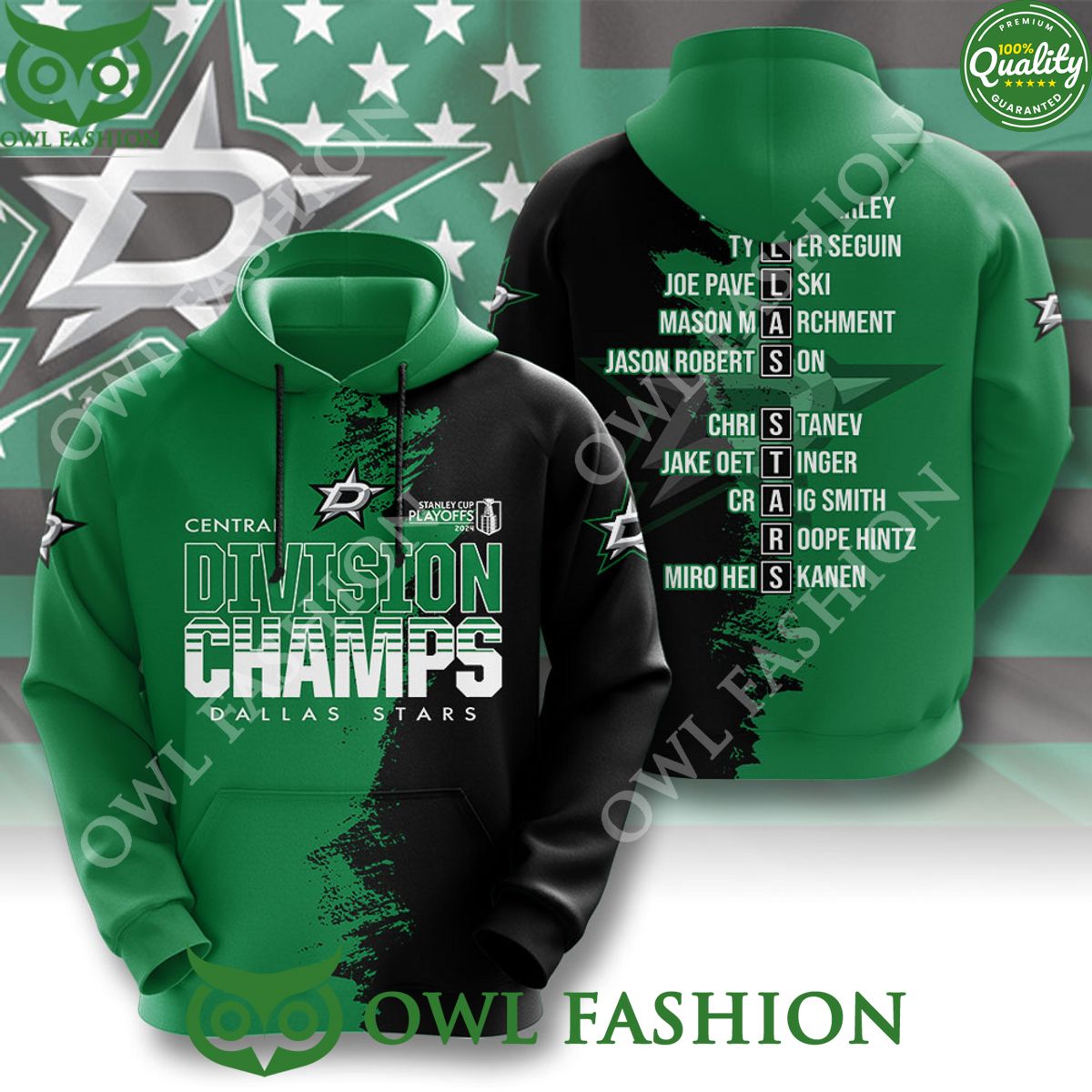 Dallas Stars Stanley cup Playoffs 2024 Division Champs Central 3D t shirt
