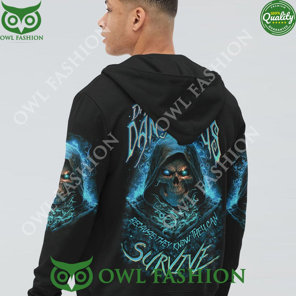 Damaged People Are Dangerous Flame Skull 3D Hoodie Shirt
