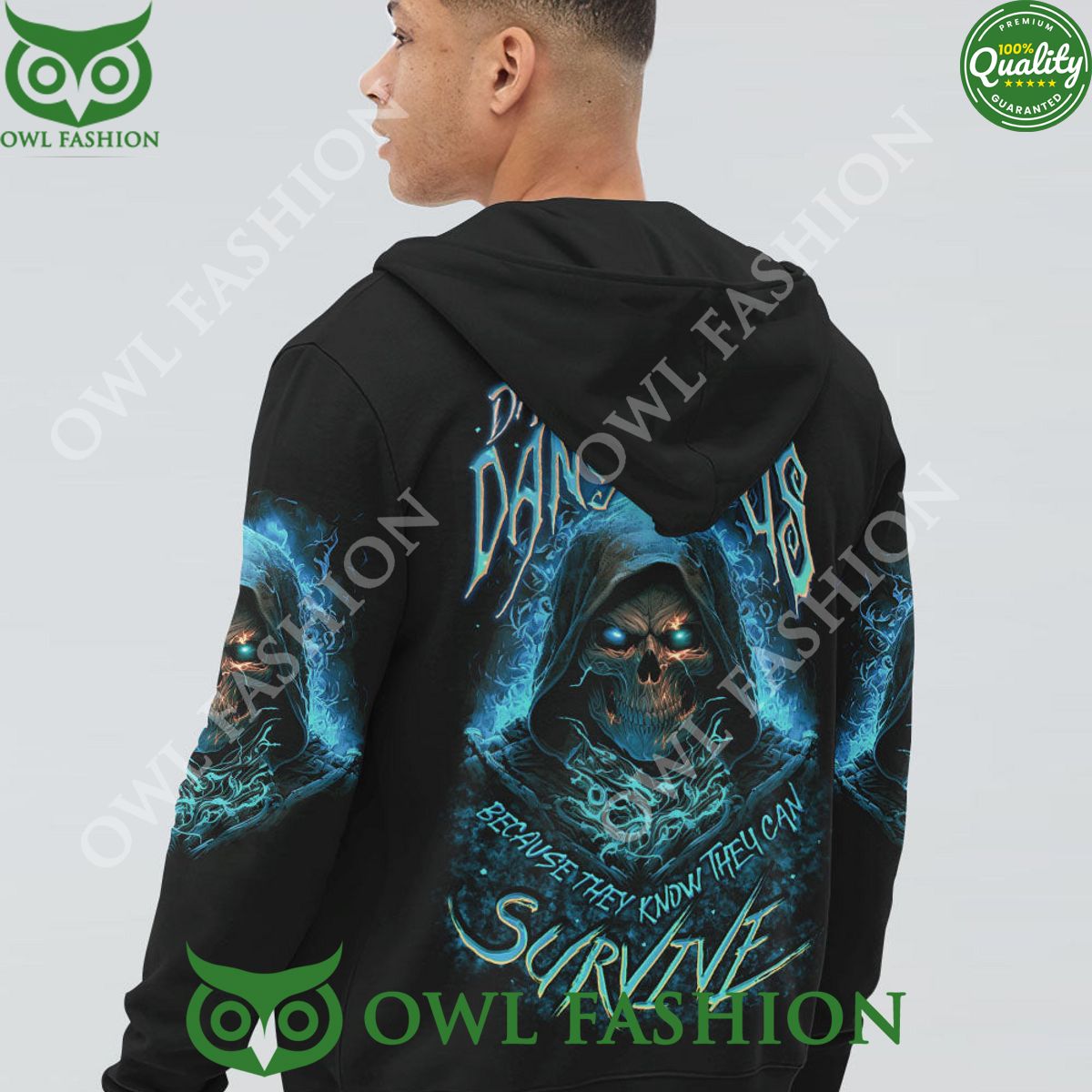 Damaged People Are Dangerous Flame Skull 3D Hoodie Shirt