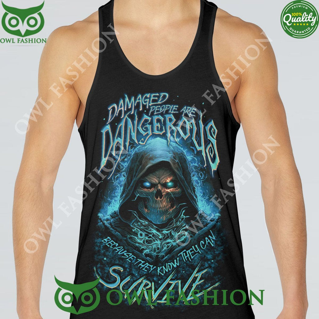 Damaged People Are Dangerous Flame Skull 3D Hoodie Shirt