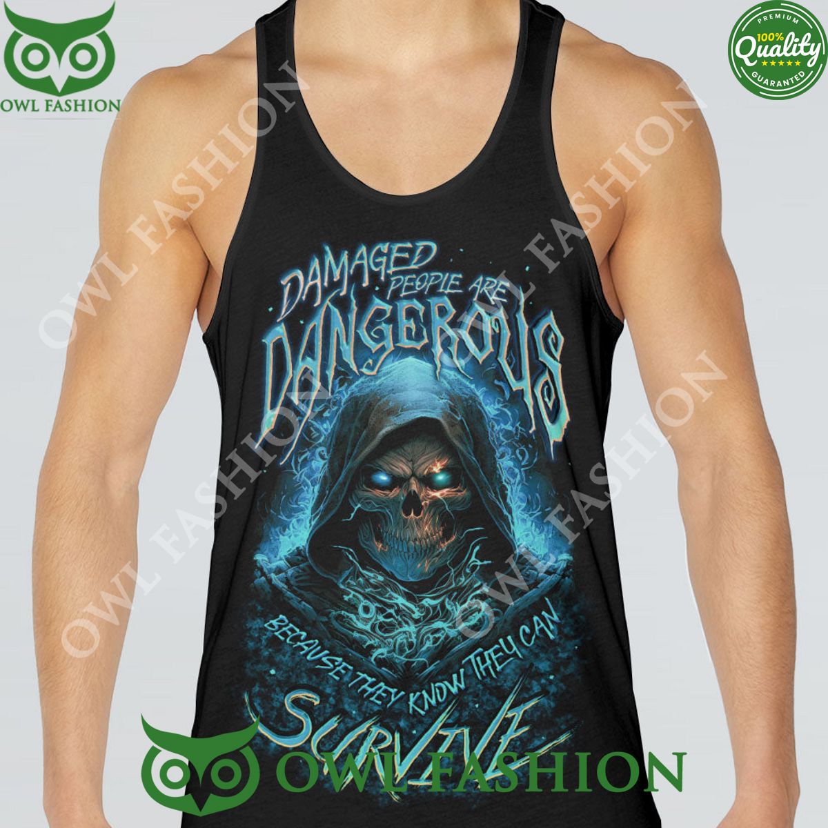 Damaged People Are Dangerous Flame Skull 3D Hoodie Shirt