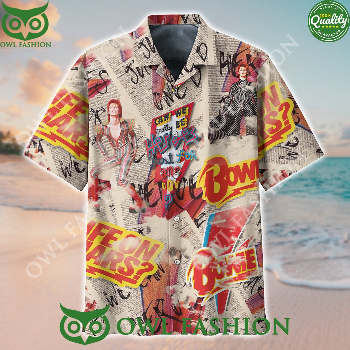 David Bowie Can be real just for one day heroes hawaiian shirt