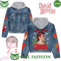 David Bowie Rebel Santa Favorite Jean Denim Hood Jacket