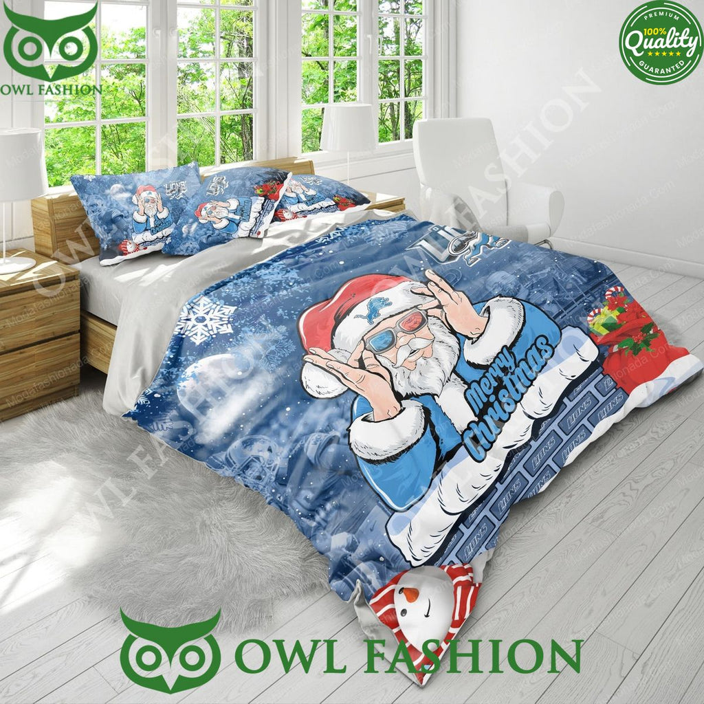 Detroit Lions Christmas Santa Claus Premium Bedding Sets