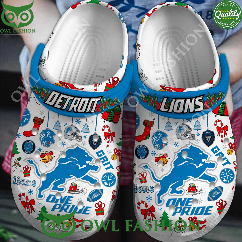 Detroit Lions Grit One Pride Mascot Christmas Crocs