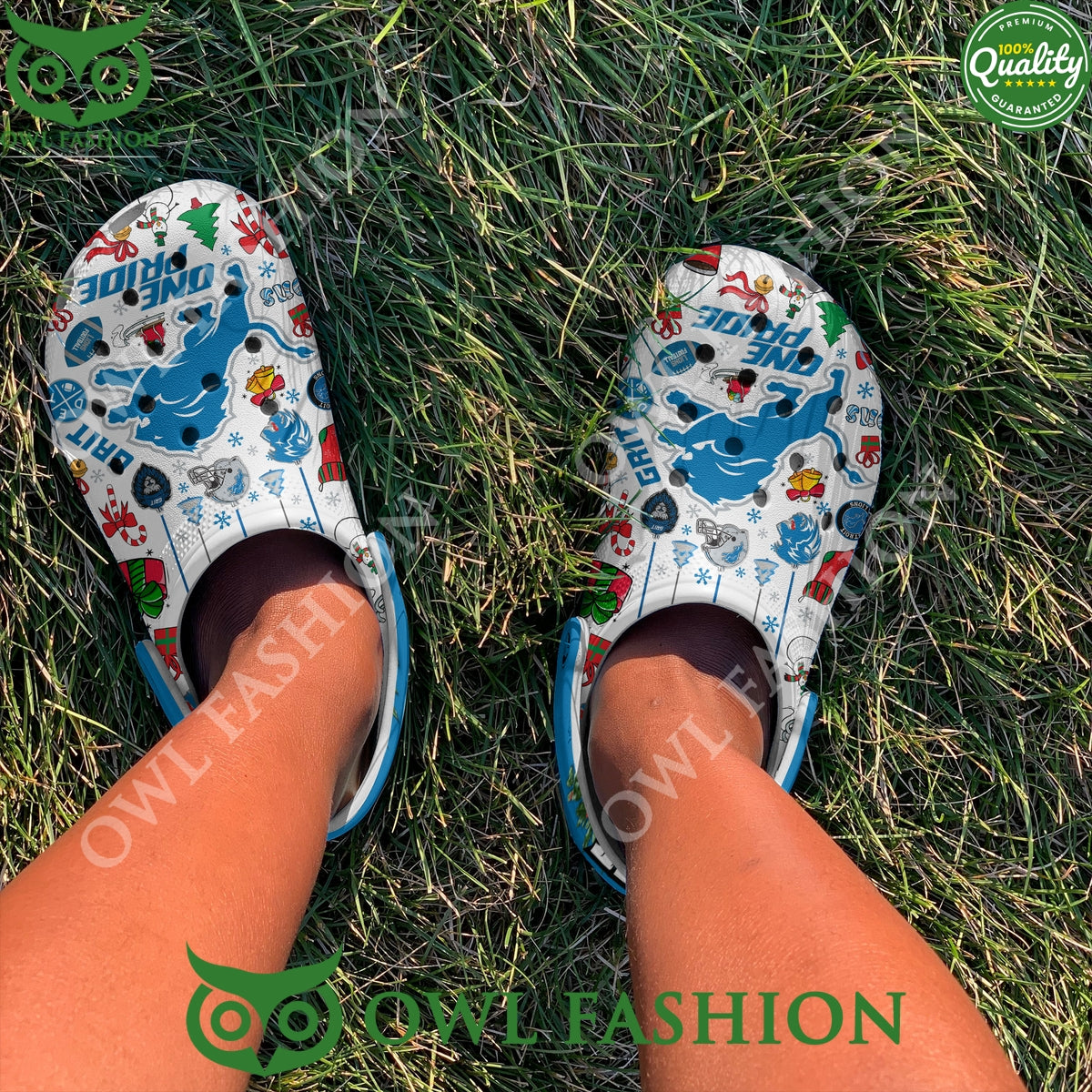 Detroit Lions Grit One Pride Mascot Christmas Crocs