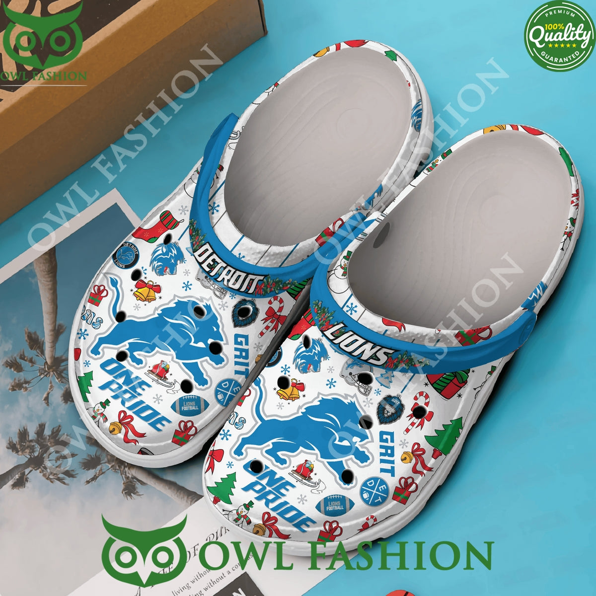 Detroit Lions Grit One Pride Mascot Christmas Crocs