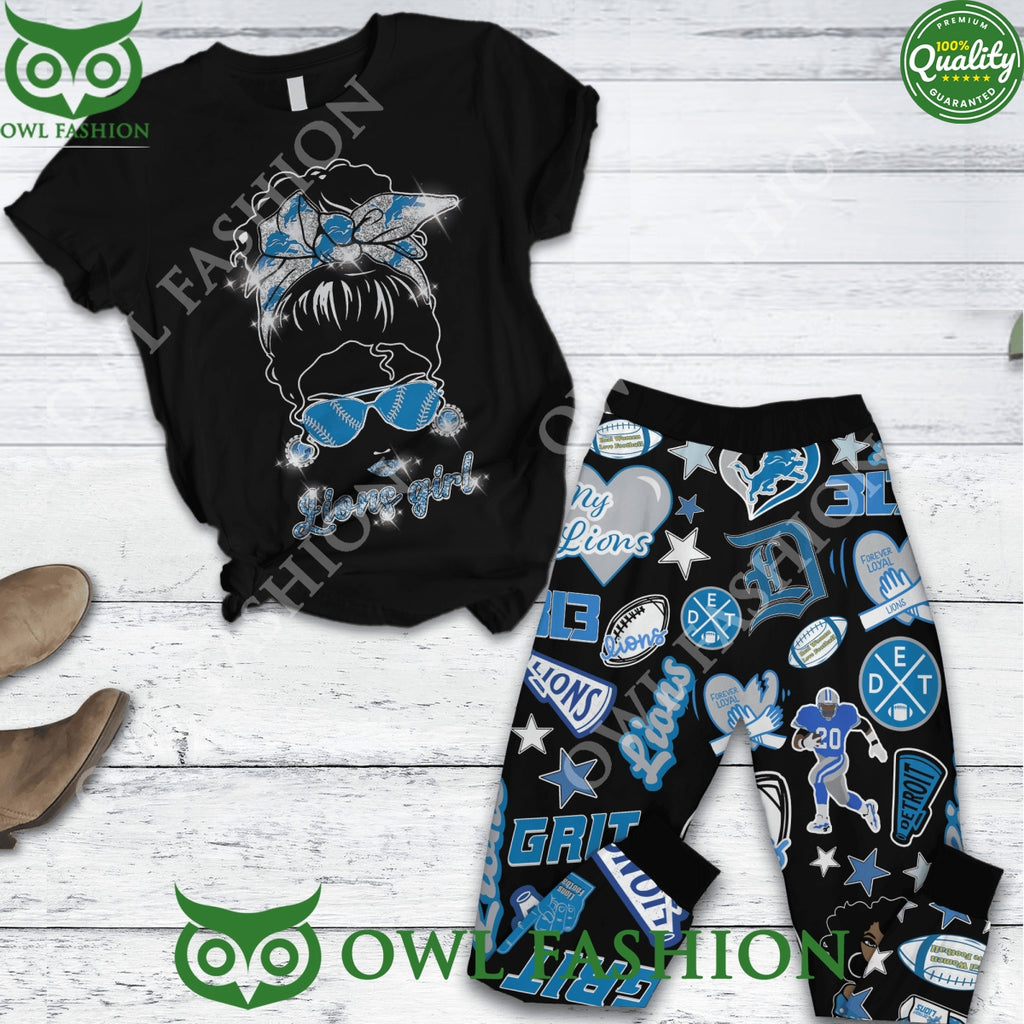 Detroit Lions Lions Girl Symbols Black Pajamas