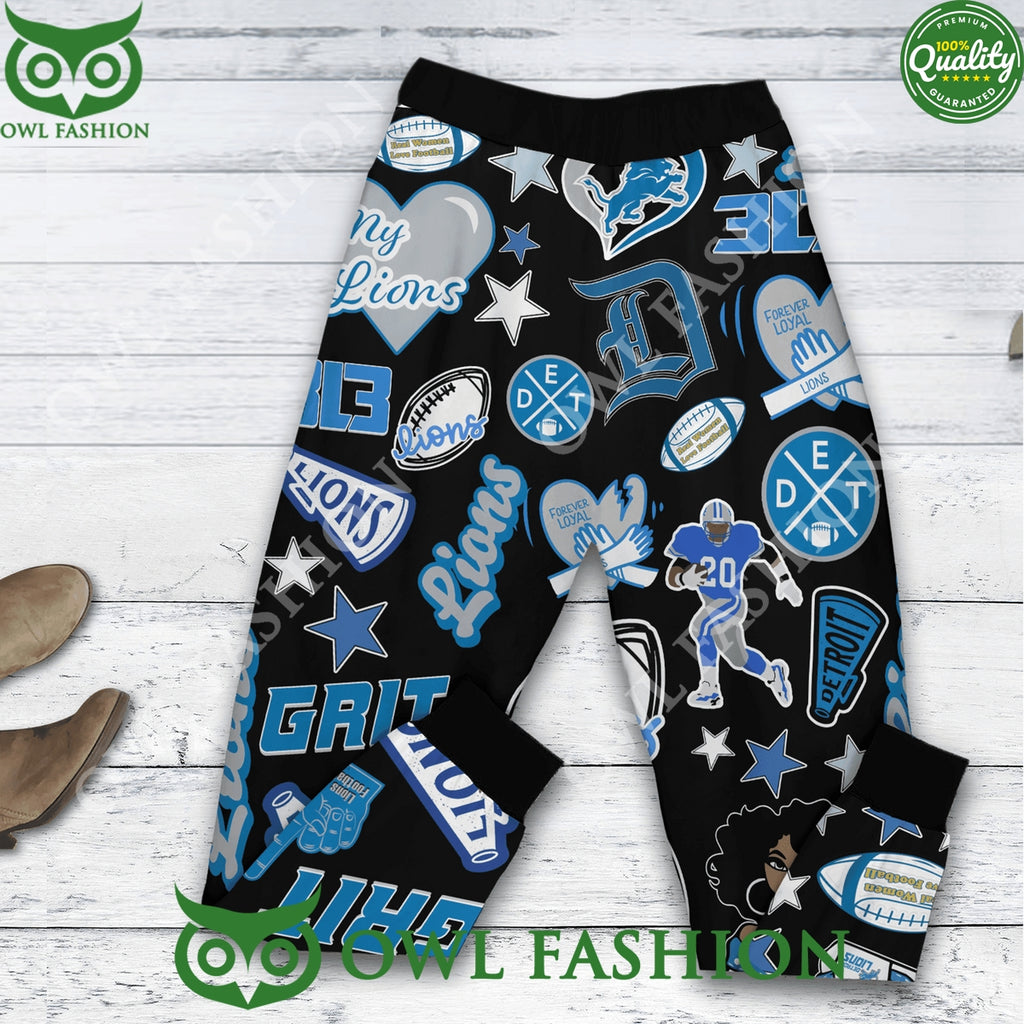 Detroit Lions Lions Girl Symbols Black Pajamas