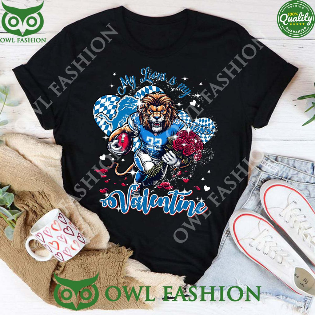 Detroit Lions My Lions is my Valentine Rose Flower Bring it home t shirt