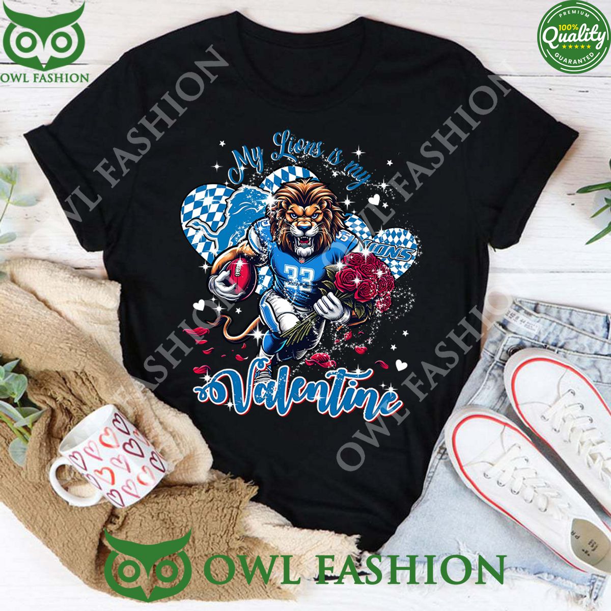 Detroit Lions My Lions is my Valentine Rose Flower Bring it home t shirt