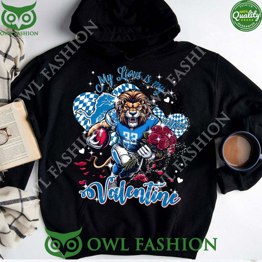 Detroit Lions My Lions is my Valentine Rose Flower Bring it home t shirt