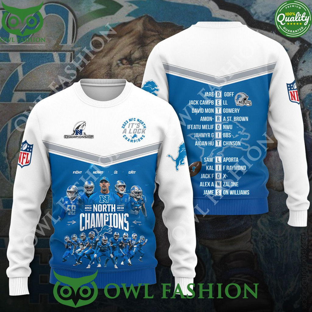 Detroit Lions North Champions 2023 Blue 3D Shirt